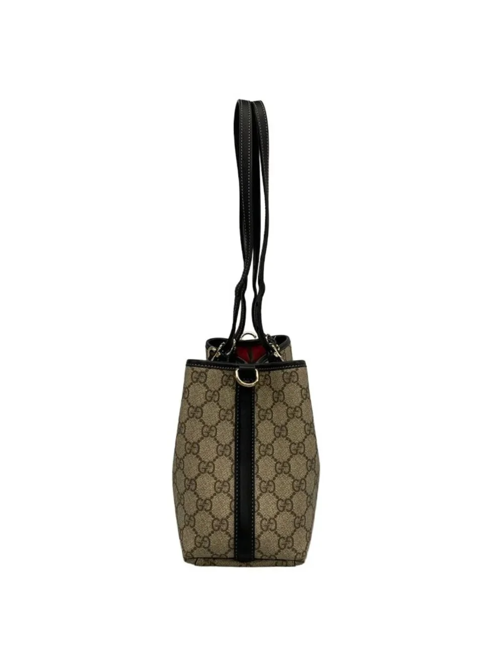 Gucci Tote GG Emblem Medium Beige Dark Brown Black Leather